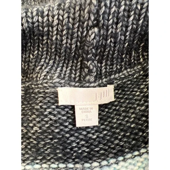 J.Jill Women’s Gray/Blue Striped Long Sleeve Pocket Cardigan Sweater - S Petite - Picture 3 of 4